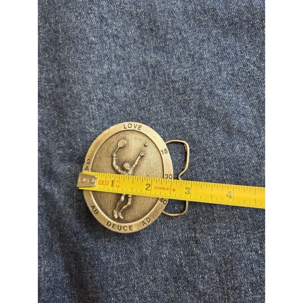 Vintage 1977 Bergamot Tennis Player Brass Belt Buckle - Rare Heavy